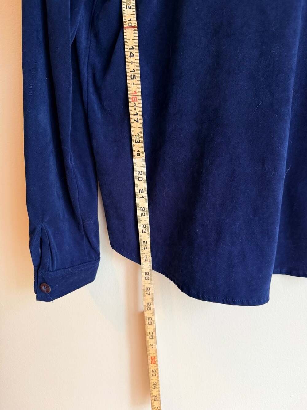 Gepetto Vintage Blue Suede Lace-Up Front Button Down Shirt Size M - Picture 4 of 6